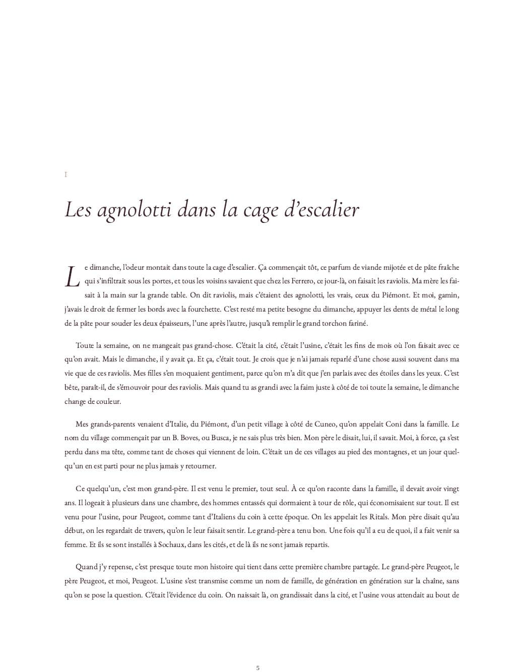 Première page d’un chapitre du livre spécimen